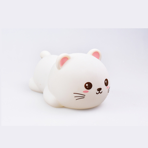 2024 mẫu miễn phí mới đổi mới đa màu cảm biến cảm ứng mềm Silicone có thể sạc lại mini dễ thương Kitty ánh sáng ban đêm đèn bàn - Product Image 5