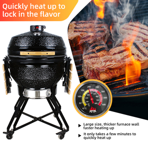 Barbecue fumoir au charbon de bois premium <span class=keywords><strong>26</strong></span> <span class=keywords><strong>pouces</strong></span> avec chariot, étagères latérales, design pliable coréen et grilles en acier inoxydable pour l'extérieur - Product Image 5