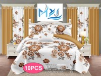 Lot de 10 draps de lit king size en microfibre bordeaux vintage imprimés en 3D, certifiés OEKO-TEX, avec cantonnières occultantes