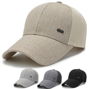 Men's Breathable Baseball Cap Khaki Black Dark Gray Light Gray Cotton <b>Summer</b> Sun <b>Hat</b> For Adults Outdoor Shade Protection - Product Image 1