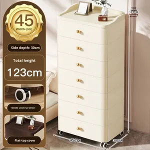 <span class=keywords><strong>Cajonera</strong></span> Organizadora Rodante de Plástico con Múltiples Niveles <span class=keywords><strong>y</strong></span> Perillas Doradas para Dormitorio, Sala de Estar, Carro Móvil Estrecho Personalizado - Product Image 4
