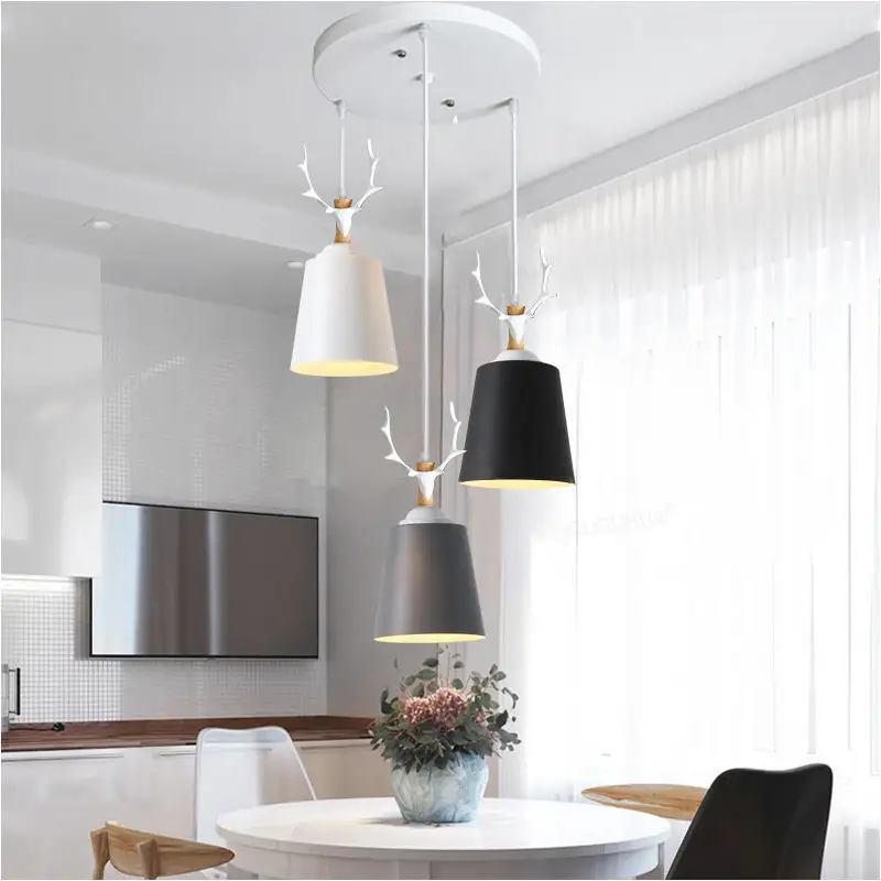 Moderne LED Kronleuchter Pendel leuchten Eisen Lampen schirm Nordic Home Küche Beleuchtung Decke Pendel leuchte 3 Köpfe Hängelampe