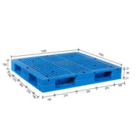 Palette industrielle en plastique HDPE bleu, design grille, entrée 4 directions, pour entrepôt et manutention logistique générale
