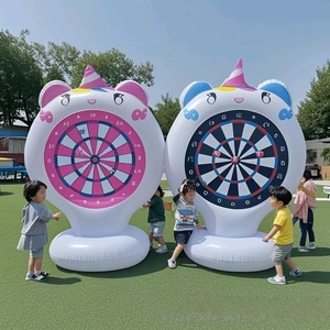 Cible de jeu de lancer de licorne gonflable avec fléchettes adhésives pour extérieur, jardin, piscine, jouets amusants pour enfants, décoration de fête d'anniversaire sur le thème de la licorne - Product Image 1