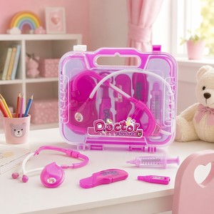 Juego de 6 Piezas de <span class=keywords><strong>Doctor</strong></span> para Niños con Maleta Portátil Rosa, Kit Médico Educativo de Juego de Roles para Niños Pequeños y Niñas - Product Image 2