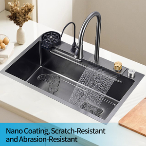<span class=keywords><strong>Fregadero</strong></span> de Cocina de Acero Inoxidable 304 Nano Negro 100x50, <span class=keywords><strong>Fregadero</strong></span> Individual <span class=keywords><strong>Oculto</strong></span> con Tratamiento de Superficie de Acero Inoxidable para Cocina - Product Image 6