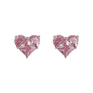 EHZK112-D rose Vintage chérie scintillante délicate petites boucles d'oreilles en laiton de luxe avec pierre de Moissanite pour cadeau - Product Image 1