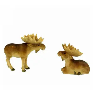 unique handmade wooden carving animal moose
