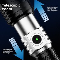 Lampe torche rechargeable ultra-lumineuse, portée de 100-200 m, en alliage d'aluminium, pour extérieur, longue portée, mini format, portable, usage domestique, grande puissance