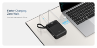 Batterie externe portable 2-en-1 45W 20000mAh avec câble intégré Type-C, charge rapide, écran LCD, pour ordinateur portable et téléphone, compacte, sûre, bon prix