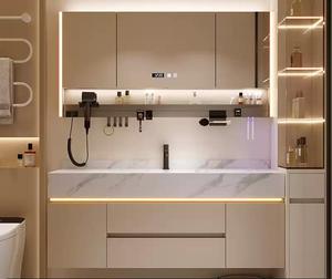 2024 nouvelle dalle de roche cintrage à chaud un bassin armoire de salle de bain combinaison salle de bain table de lavage lavabo lavabo armoire - Product Image 4