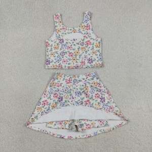 Uniformes Deportivos RTS, Uniforme de Animadoras con Flores, Falda Pantalón para Niñas Pequeñas, Conjuntos de Ropa al por Mayor para Hermanas - Product Image 2