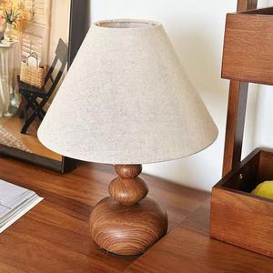 Modern Chinese <b>Retro</b> Style Walnut Wood <b>Table</b> Lamp Wabi-Sabi Designer Minimalist <b>Bedside</b> Lamp for Hotel Bedroom Vintage <b>Retro</b> - Product Image 4