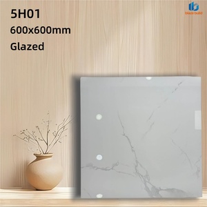 Carrelage en porcelaine poli brillant 60x60cm, aspect marbre blanc, pour murs et sols - Product Image 1