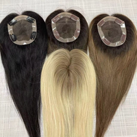 Topper en cheveux humains à dentelle fermée, haute qualité, base en PU, mono toupet pour femme, livraison rapide, en stock
