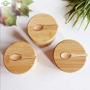 Tre gia vị Jar gia vị hộp tre Muối Jar với muỗng lưu trữ nhà bếp gia vị Jar hộ gia đình - Product Image 3