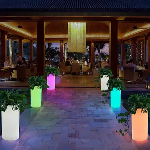 Vaso da fiori a LED per decorazioni da giardino vaso per piante illuminato cilindrico con telecomando