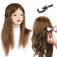 Tête de mannequin de coiffure professionnelle de 18 pouces à cheveux longs, 100 % cheveux humains naturels, avec support – Meilleure vente