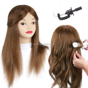 Cabeza de Maniquí de Peluquería de 18 Pulgadas, Cabello Humano 100% Real, con Soporte, para Entrenamiento de Peluquería - Product Image 2