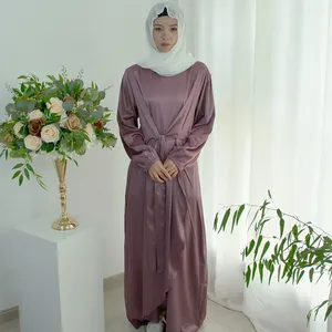 Jubah Islami dari Turki 2023 Satin mewah gaun terbuka Abaya Turki untuk wanita Pakistan pakaian Pakistan India