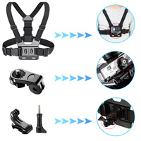Penyangga Ponsel & Kamera Aksi 4in1 Elastis Adjustable Quick Clip Berkualitas Tinggi Tahan Guncangan dengan Tali Harness Dada