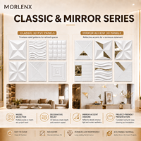 Panneau mural 3D en PVC MORLENX 500x500mm, motif géométrique miroir, revêtement mural décoratif pour hôtel et villa