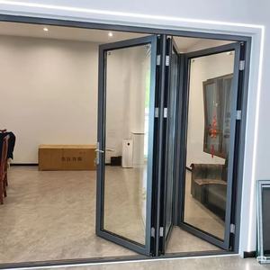 Puerta Plegable de Alta Resistencia para Tienda, Oficina, Auto, Salón de Belleza, Garaje, de Aluminio y Vidrio, Puerta Plegable Grande - Product Image 1