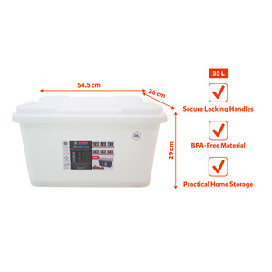 Closet Organizer Garage <b>Storage</b> Bins Home Organization Clothing Container 35l <b>Box</b> Handles Lockable Plastic Lid - Product Image 2