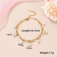 À la mode En Acier Inoxydable Pierre Naturelle Perle Shell Perle Tissé Fleur Bracelet D'amitié En Forme De Coeur