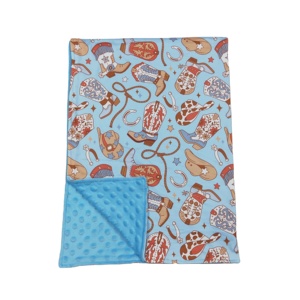 BL0214 RTS Wholesale Infant & Kids Bedding Set Little western boots cowboy blue <b>Blanket</b> & Warmth Sleeper for Young Children - Product Image 1