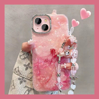 Casing ponsel desain Korea untuk anak perempuan, casing ponsel motif berlian perlindungan kamera terbaik dengan tali rantai