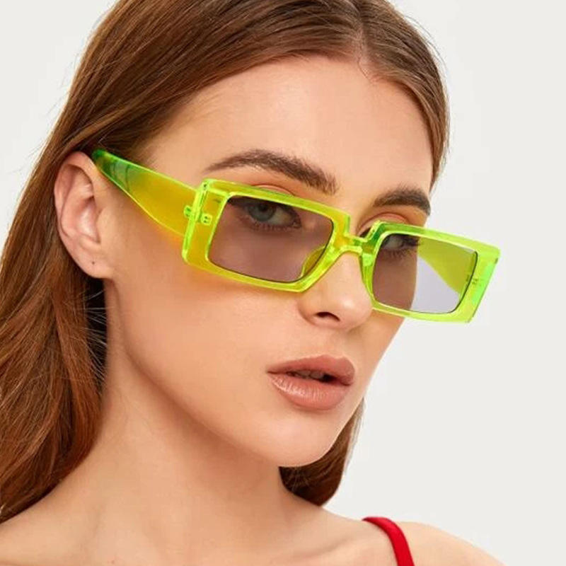 Shop Our Newest Small Square Frame Fluorescent Green Sunglasses