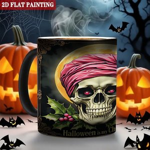 Tasse Magique Noire Givrée 11oz en Céramique à Changement de Couleur Activé par la Chaleur – Design Halloween Est Ma Noël - Product Image 6