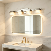 Lámpara de Pared LED Cuadrada de Hierro para Interiores, Estilo Lineal, 4 Luces, Acabado Plateado, IP20, 3000K, Luz Diurna, Calidad Profesional