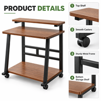 Bureau d'ordinateur ergonomique simple en bois avec étagère, durable, portable, gain de place, idéal pour l'apprentissage à domicile
