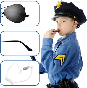 4 Piezas de <span class=keywords><strong>Accesorios</strong></span> de <span class=keywords><strong>Disfraz</strong></span> de Policía con Gafas de Sol, Auricular, Insignia y Esposas para Adultos Unisex de Poliéster para Cosplay - Product Image 4