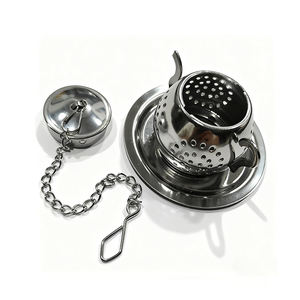 Modern Aço Inoxidável Bule Em Forma De Chá Coador Fine Mesh Chá Infusor Com Corrente Gancho e Bandeja De Gotejamento - Product Image 2