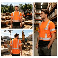 Kaos Keselamatan Reflektif Hi-Vis 100% Poly Birdeye Kerah Bulat Saku Dada Cakupan 360° S-5XL Dua Warna Unisex Bernapas untuk Kerja