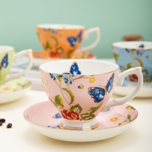 European Style High-Value Gold Plated Bone Porcelain Coffee Cup Saucer Set Afternoon Tea Creative <b>Souvenir</b> Sustainable Gift Box - Product Image 2