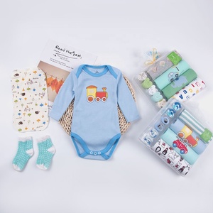 100% cotone della ragazza del ragazzo di colore infantile della tuta a maniche lunghe di inverno <span class=keywords><strong>vestiti</strong></span> del bambino del pagliaccetto con i calzini - Product Image 3