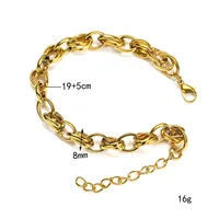 Massives, ineinandergreifendes, dickes Kettenarmband mit verstellbarem Verlängerungsstück aus poliertem Edelstahl – Trendiges, vielseitiges Unisex-Alltags-Modearmband