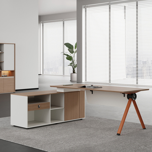Bureau de direction commercial en forme de L, mobilier de bureau minimaliste avec tiroir - Product Image 1