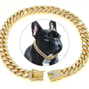 Collar de Perro de Lujo con Cadena de Metal y Diamantes Artificiales, Estilo Cubano Pesado, para Pitbull y Bulldog, Collares Personalizados para Perros - Product Image 1