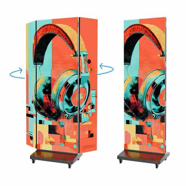 Landing Movable 640*1920mm HD Double Three Folding Trifold Poster LED Display WIFI Control Digital Foldable Exterior LED Poster