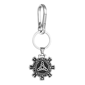 Porte-clés Viking nordique yunnique en acier inoxydable, pendentif rétro, breloque de voiture, chaîne en cuir, bijoux pour hommes - Product Image 5