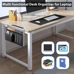 JH-Mech Desk Organizer Laptop No Drilling Management Tray Attachment for Office Studio Essentials Steel Desk Side Storage Holder