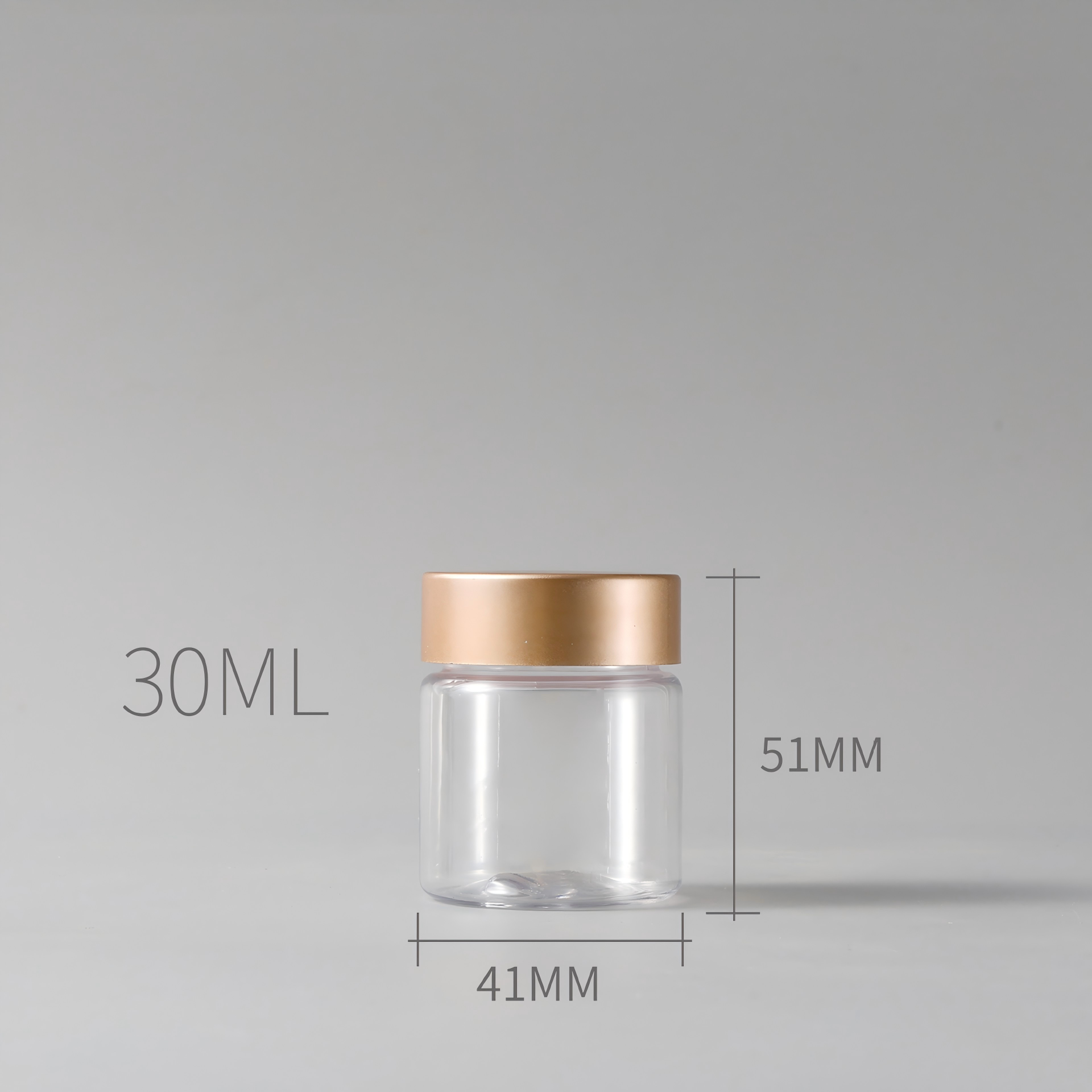 Rose Gold Food Grade Straight Transparent Tangerine Peel Pet Sealed Hexagonal Medicine Storage Jar for Traditional Chinese