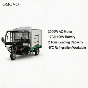 รถสามล้อบรรทุกไฟฟ้า OMOVO มอเตอร์ AC 3000W แบตเตอรี่ 96V 170AH รับน้ำหนักได้ 400 กก. กล่องเก็บความเย็น -5 องศาเซลเซียส ใช้งานได้ ความเร็ว 50-70 กม./ชม. - Product Image 1