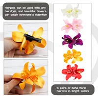 Nuevo Clip para el Pelo con Orquídea de Doble Flor Grande de Gasa Artificial para Bodas en la Playa y Fiestas para Mujeres