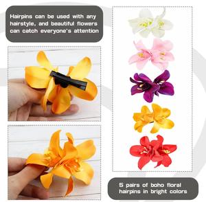 Nuevo Clip para el Pelo con Orquídea de Doble Flor Grande de Gasa Artificial para Bodas en la Playa y Fiestas para Mujeres - Product Image 3